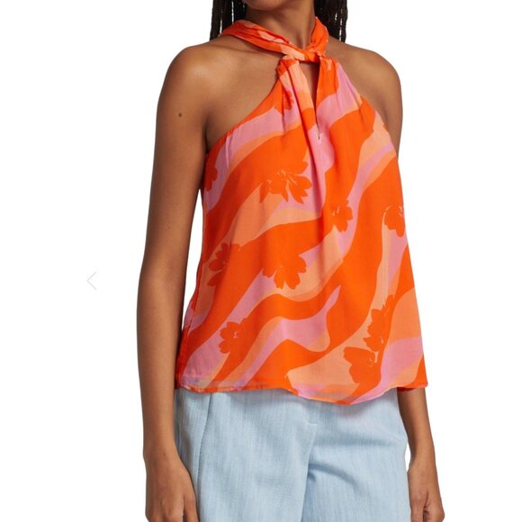 Ramy Brook Skylar Floral twisted halter top blouse size XS - Picture 1 of 9